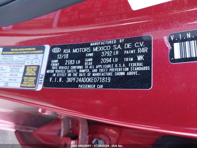 KIA Forte Lxs 2019 3KPF24AD0KE071819 Image 9
