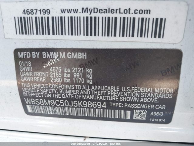 WBS8M9C50J5K98694 BMW M3 Cs