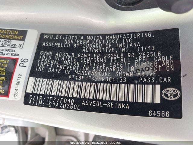 Toyota CAMRY LE 2014 4T4BF1FK7ER364133 Image 9