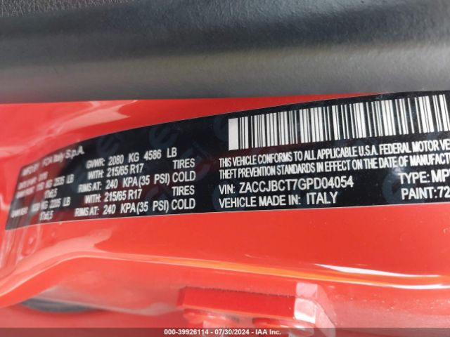 ZACCJBCT7GPD04054 Jeep Renegade Trailhawk