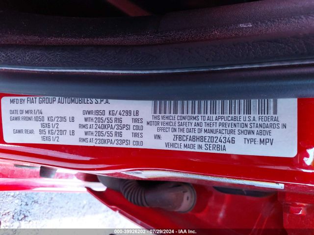 ZFBCFABH8EZ024346 Fiat 500l Easy