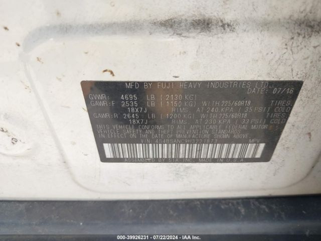 4S4BSANC9H3221873 Subaru Outback 2.5i Limited