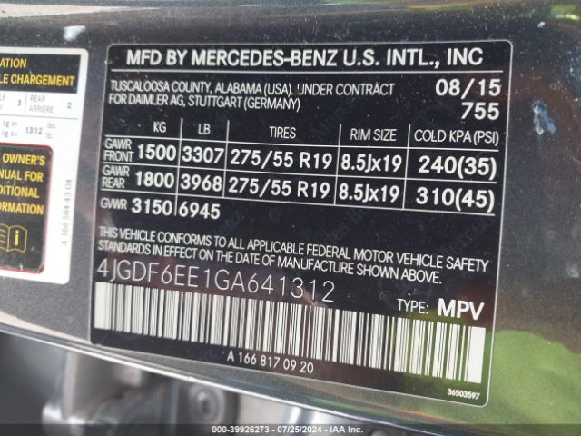4JGDF6EE1GA641312 Mercedes-Benz Gl 450 4matic