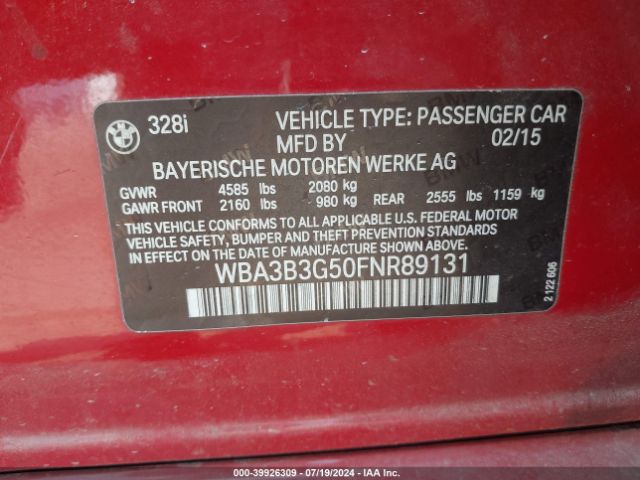 WBA3B3G50FNR89131 BMW 328i Xdrive