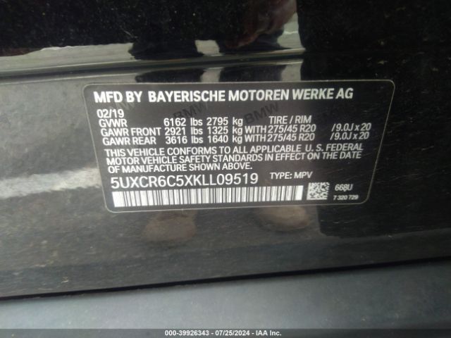 5UXCR6C5XKLL09519 BMW X5 Xdrive40i