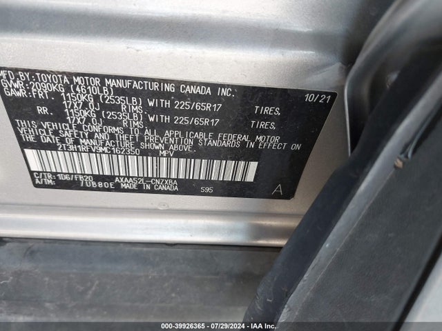Toyota RAV4 LE 2021 2T3H1RFV9MC162350 Image 9