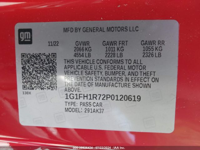1G1FH1R72P0120619 Chevrolet Camaro Rwd  2ss