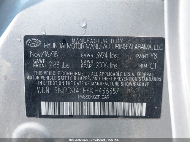Hyundai Elantra Value Edition 2019 5NPD84LF6KH436357 Image 9