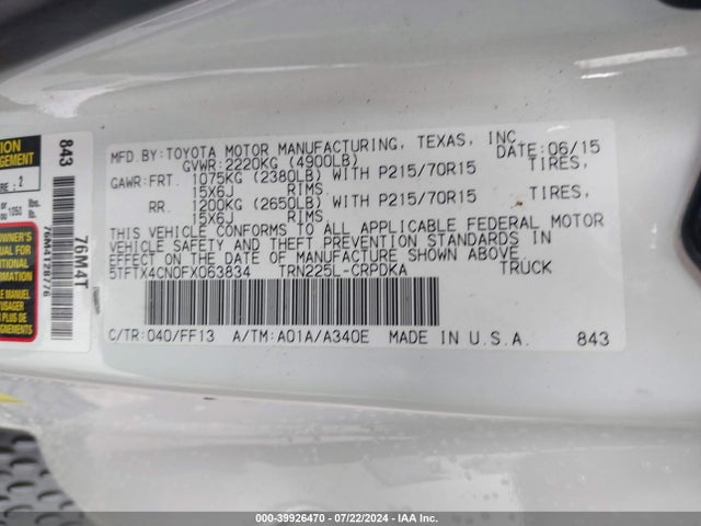 Toyota Tacoma 2015 5TFTX4CN0FX063834 Image 9
