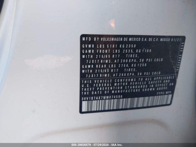 2021 VOLKSWAGEN TIGUAN 3VV1B7AX7MM074586 Photo 8