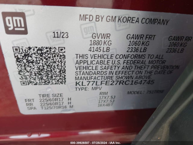 Chevrolet Trax Fwd Sp 2024 KL77LFE27RC164745 Image 9