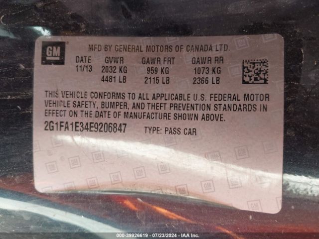 2G1FA1E34E9206847 Chevrolet Camaro 2ls