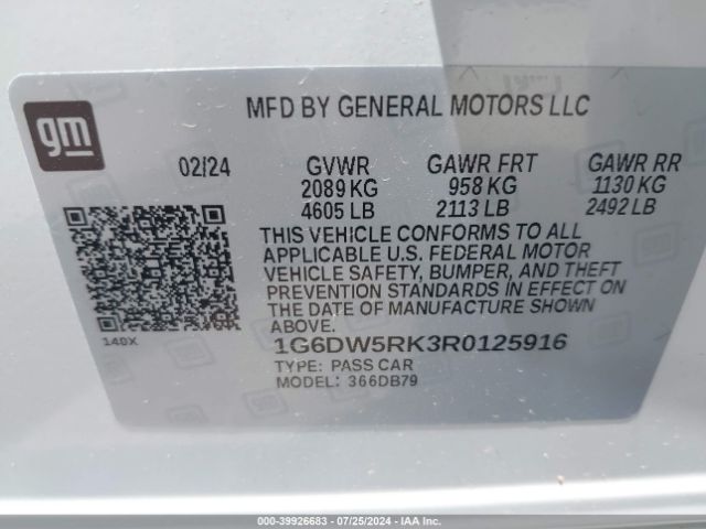 1G6DW5RK3R0125916 Cadillac CT5 LUXURY