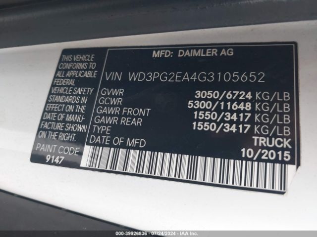 WD3PG2EA4G3105652 Mercedes-Benz Metris