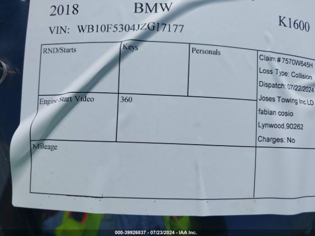 2018 BMW K1600 WB10F5304JZG17177 Photo 9