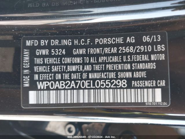 WP0AB2A70EL055298 Porsche PANAMERA S