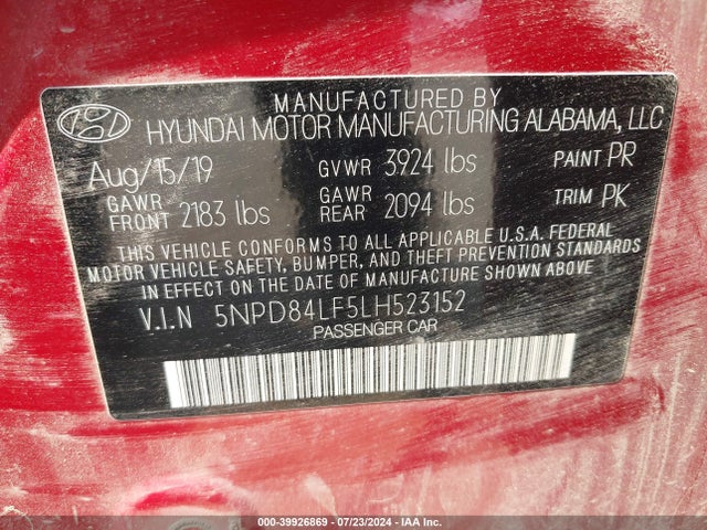 Hyundai Elantra Value Edition 2020 5NPD84LF5LH523152 Image 9