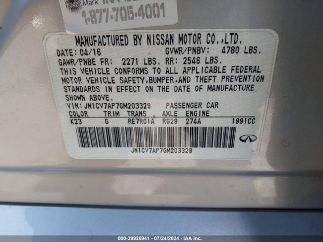 JN1CV7AP7GM203329 Infiniti Q50 2.0t Premium
