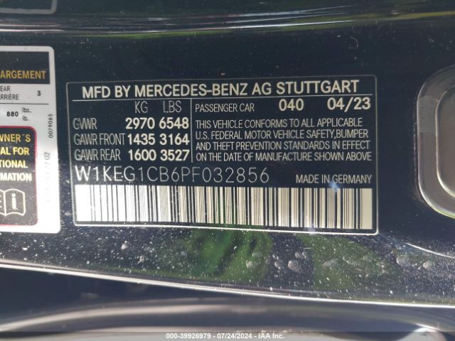 W1KEG1CB6PF032856 Mercedes-Benz Eqe 350 4matic