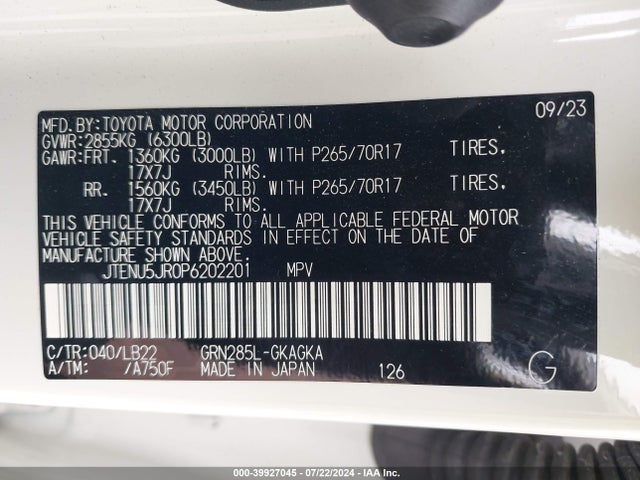 Toyota 4runner Sr5 Premium 2023 JTENU5JR0P6202201 Image 9