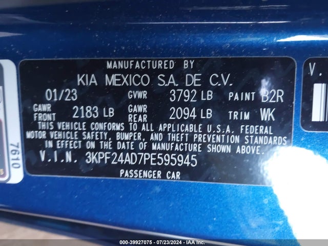KIA Forte Lxs 2023 3KPF24AD7PE595945 Image 9