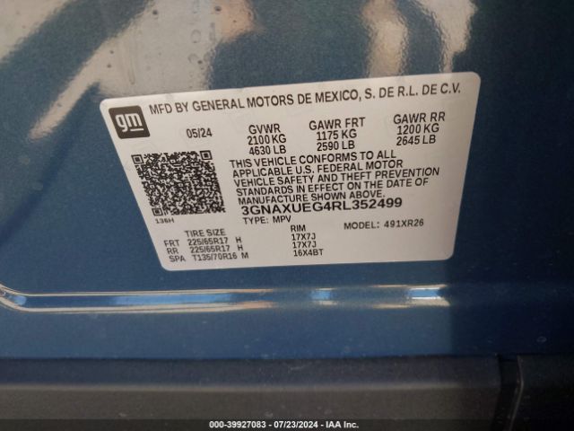 3GNAXUEG4RL352499 Chevrolet Equinox Awd Lt