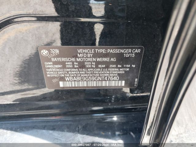 WBA8E9G59GNT47640 BMW 328I