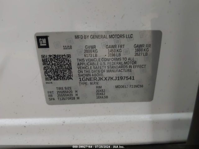1GNERJKX7KJ197541 Chevrolet Traverse Rs