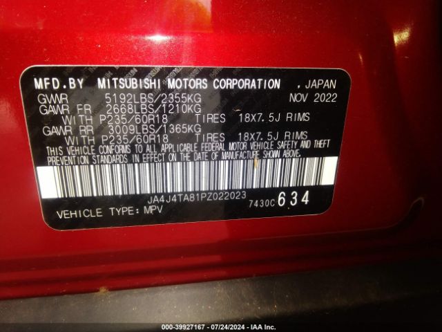 JA4J4TA81PZ022023 Mitsubishi Outlander Es 2.5 S-awc