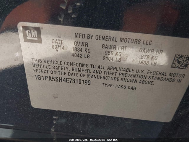 Chevrolet Cruze Ls Auto 2014 1G1PA5SH4E7310199 Image 9