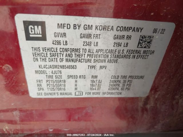 KL4CJASM2NB546563 Buick Encore Fwd Preferred