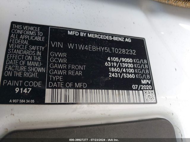 W1W4EBHY5LT028232 Mercedes-Benz Sprinter 2500 Standard Roof V6