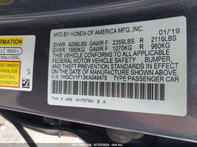 1HGCV1F13KA048479 Honda ACCORD LX