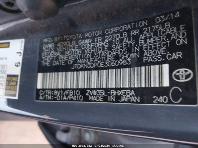 JTDKN3DP0E3060983 Toyota PRIUS PLUG-IN