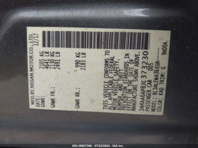 1N4AA6AP8JC373230 Nissan Maxima 3.5 Sl