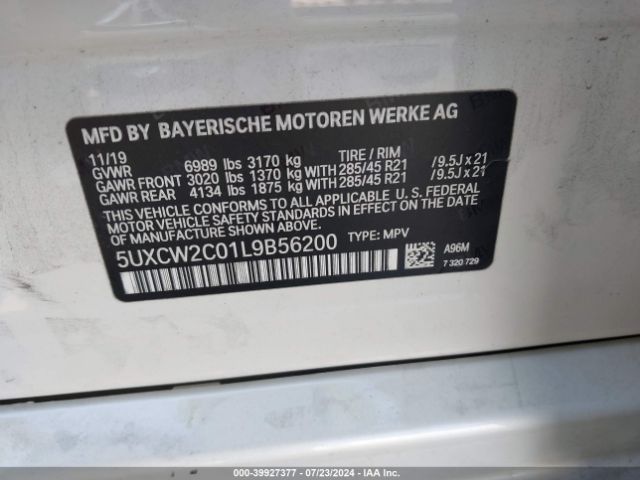 5UXCW2C01L9B56200 BMW X7 Xdrive40i