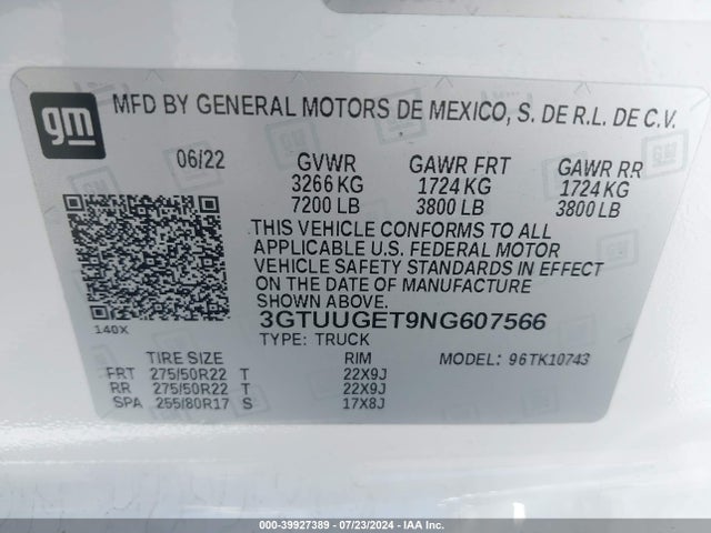 3GTUUGET9NG607566 GMC lm2