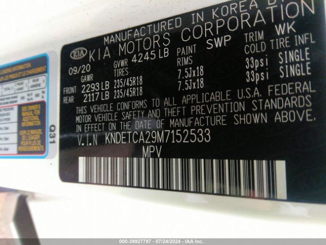 KNDETCA29M7152533 KIA Seltos Sx Turbo