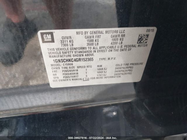 1GNSCHKC4GR152365 Chevrolet Suburban Lt