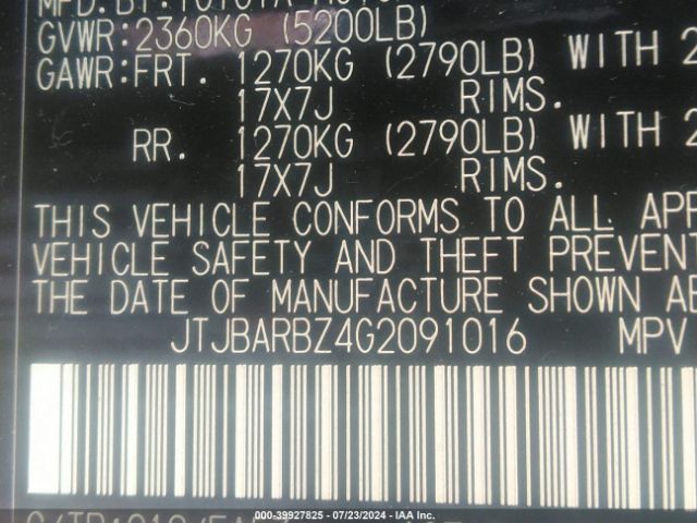 JTJBARBZ4G2091016 Lexus NX 200T