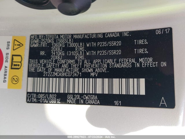 Lexus RX 350 2017 2T2ZZMCA9HC073471 Image 9
