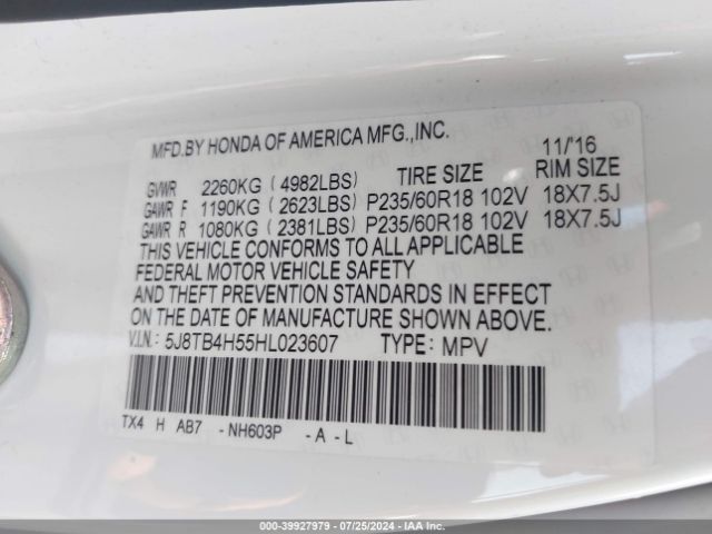 5J8TB4H55HL023607 Acura Rdx Technology   Acurawatch Plus Packages/w/technology Package