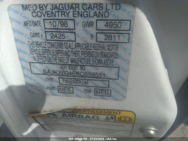 1999 JAGUAR XJ8 SAJKX6046XC859551 Photo 8