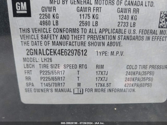 Chevrolet Equinox 2lt 2014 2GNALCEK4E6297612 Image 9