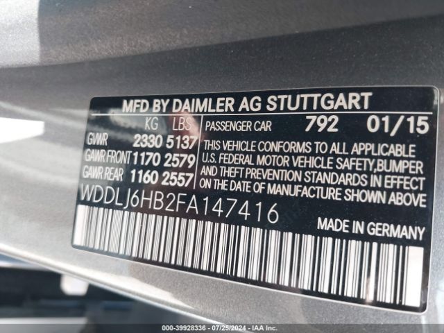 WDDLJ6HB2FA147416 Mercedes-Benz Cls 400 4matic