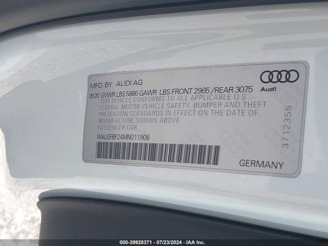 2021 AUDI S7 SPORTBACK WAUSFBF24MN011908 Photo 8