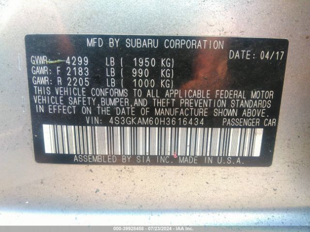 4S3GKAM60H3616434 Subaru Impreza 2.0i Sport