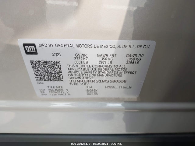 Chevrolet Blazer Awd Rs 2021 3GNKBKRS1MS580559 Image 9