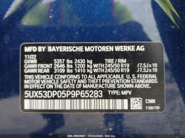 5UX53DP05P9P65283 BMW X3 Xdrive30i