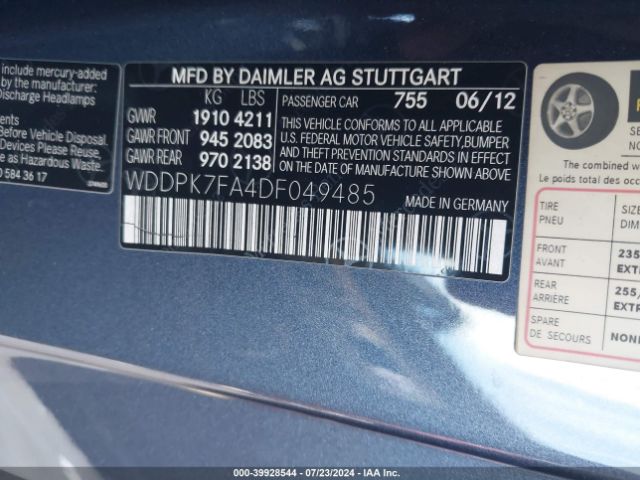 2013 MERCEDES-BENZ SLK 55 AMG WDDPK7FA4DF049485 Photo 8